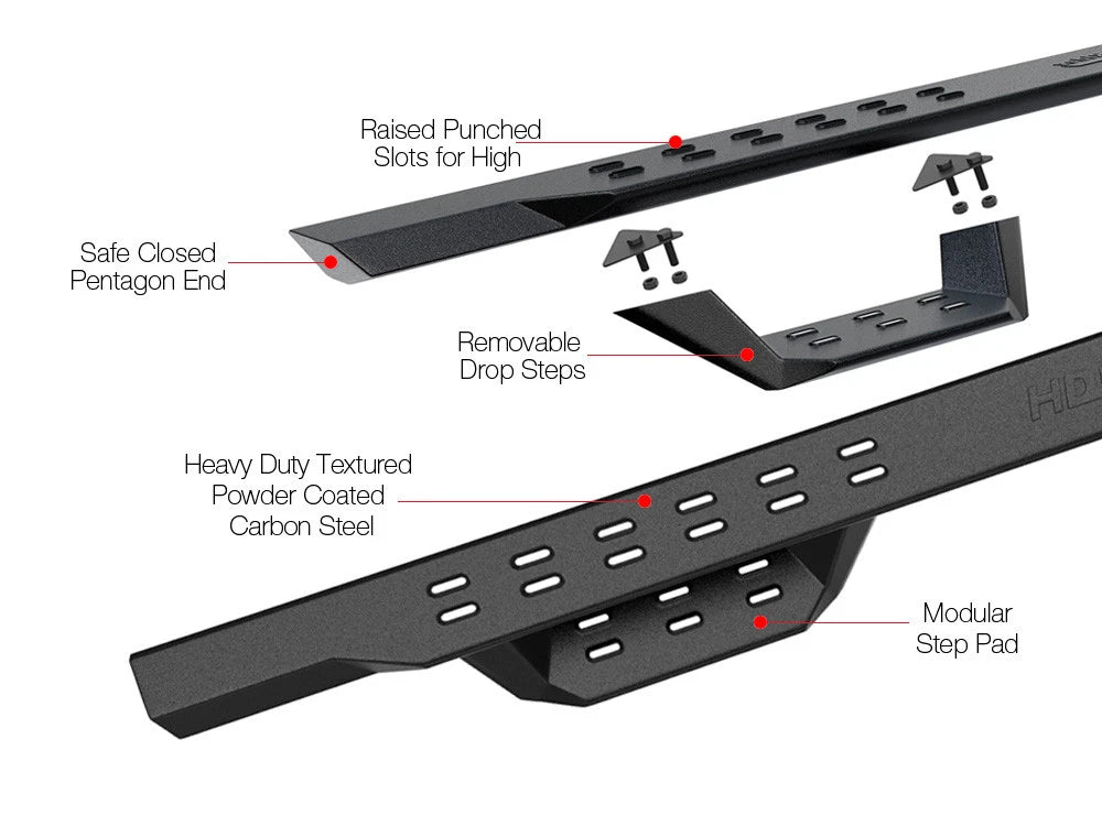 2X Black Overland Slider Drop Steps for Colorado Canyon (2015-2022)