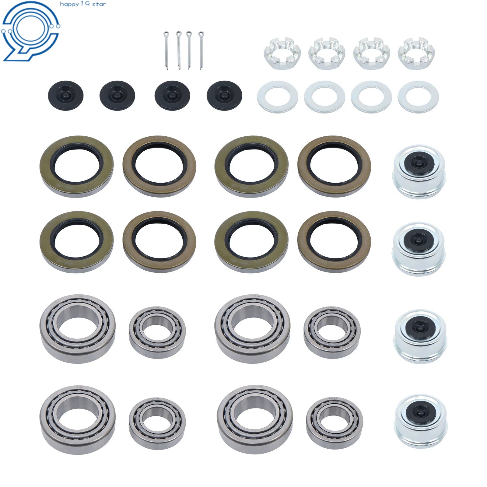 Set of 4 Boat Trailer Axles Bearing Kits for 5200-6000 lb Trailers