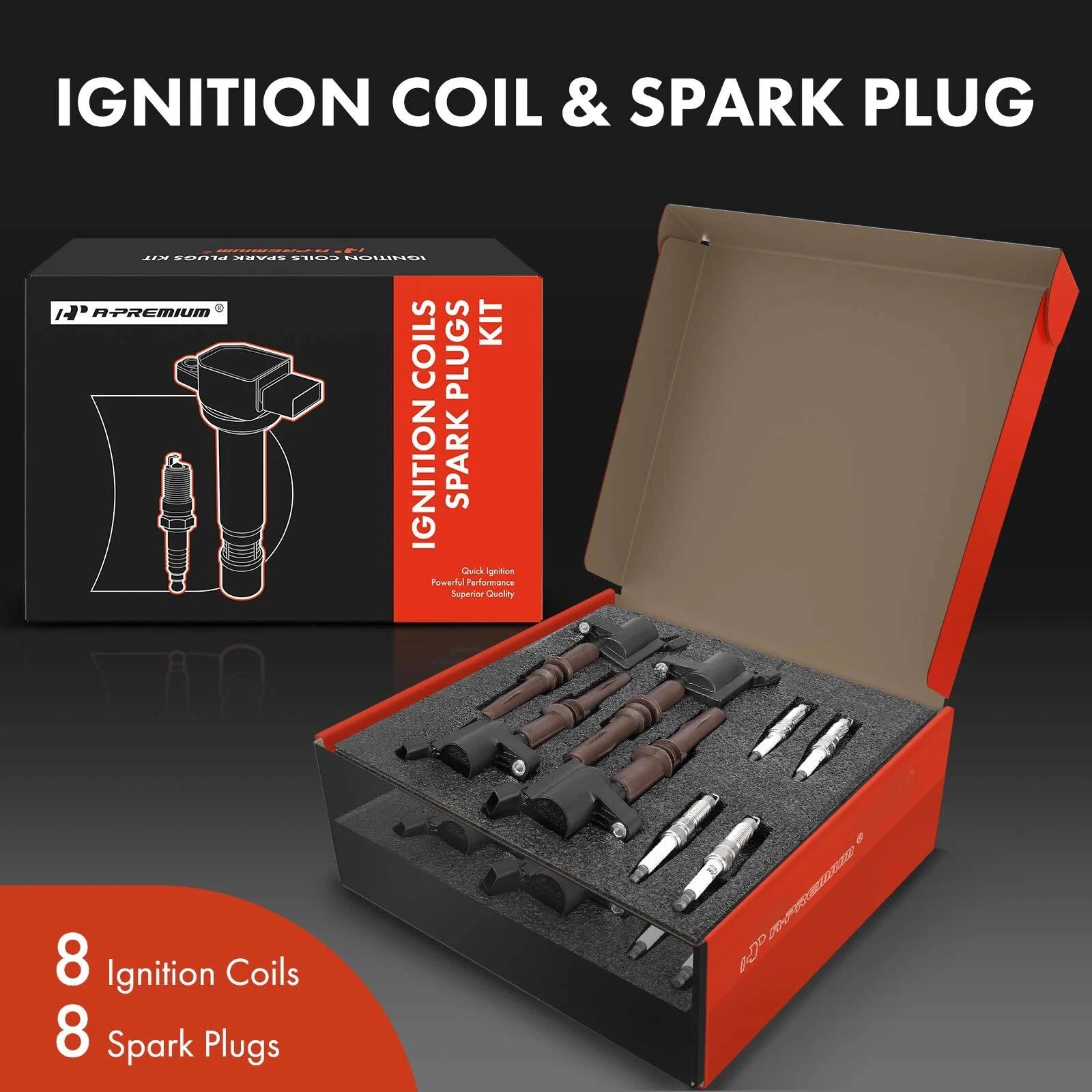 Set of 8 Ignition Coils & Iridium Spark Plugs for Ford F-150 (2008–2010)