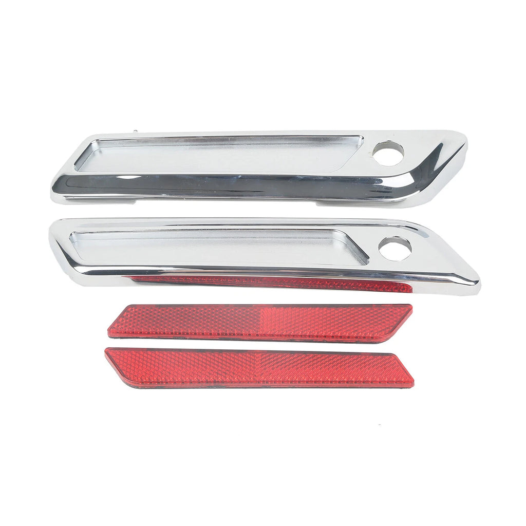Set of 2 Black/Chrome Saddlebag Latch Covers for Harley Touring (2014–2023)