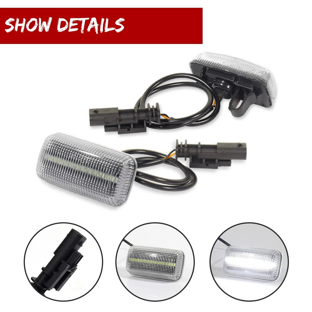 Set of 2 Clear White LED Side Marker Lights for Chevy GMC 2500HD 3500HD