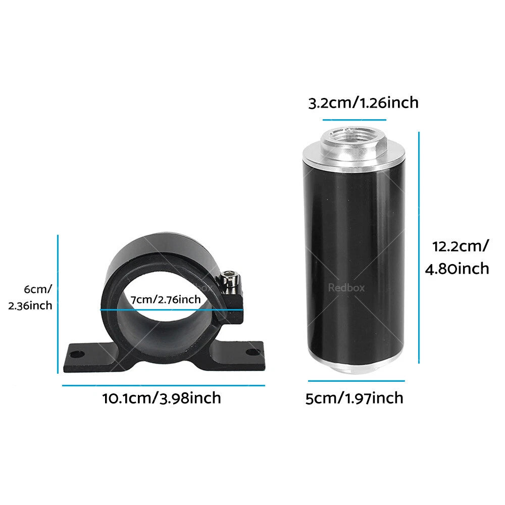 Inline 100 Micron Fuel Filter Bracket Adapter for Universal (6AN, 8AN, 10AN)