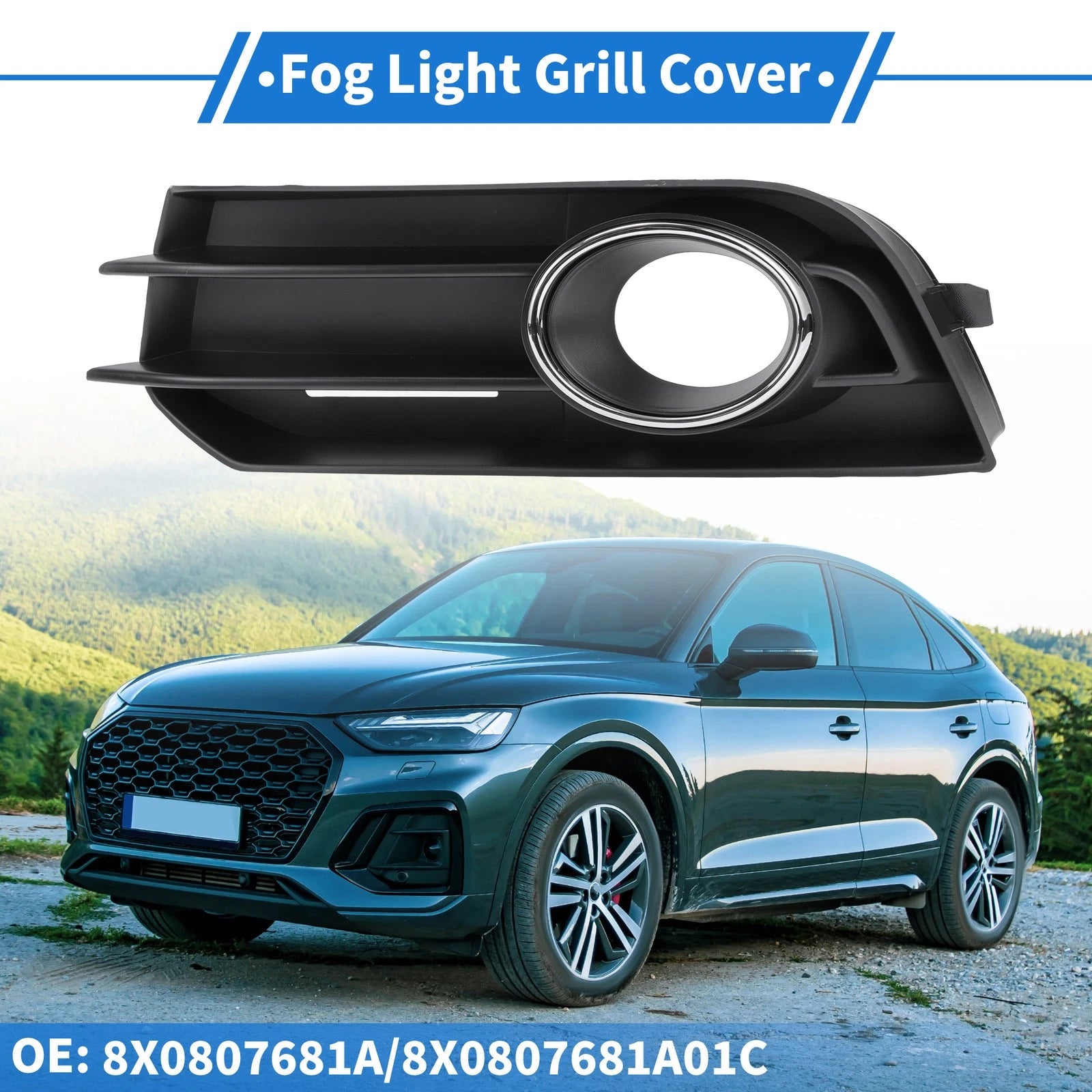 1pc Fog Light Grill for Audi A1 (2010–2015) No. 8X0807681A ABS