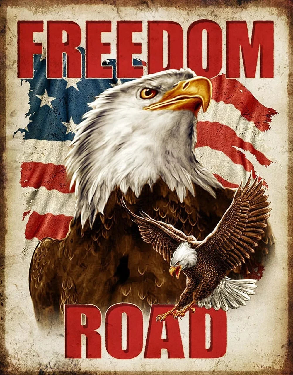 Decorative Metal Tin Sign for Freedom Road (Made in USA)