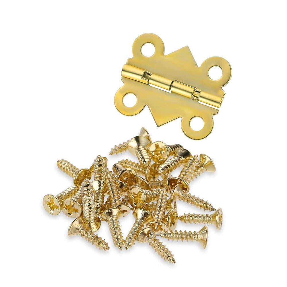 20Pcs Mini Hinge for Jewelry Chest Dollhouse Wine Music Box (No Year)
