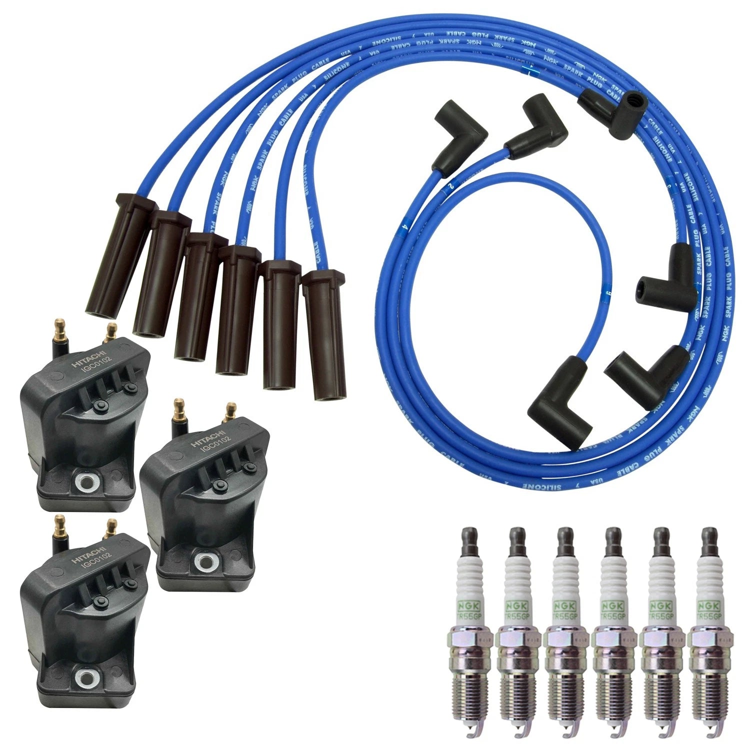 Set of 3 Ignition Coils & 6 Spark Plugs for Pontiac Grand Prix