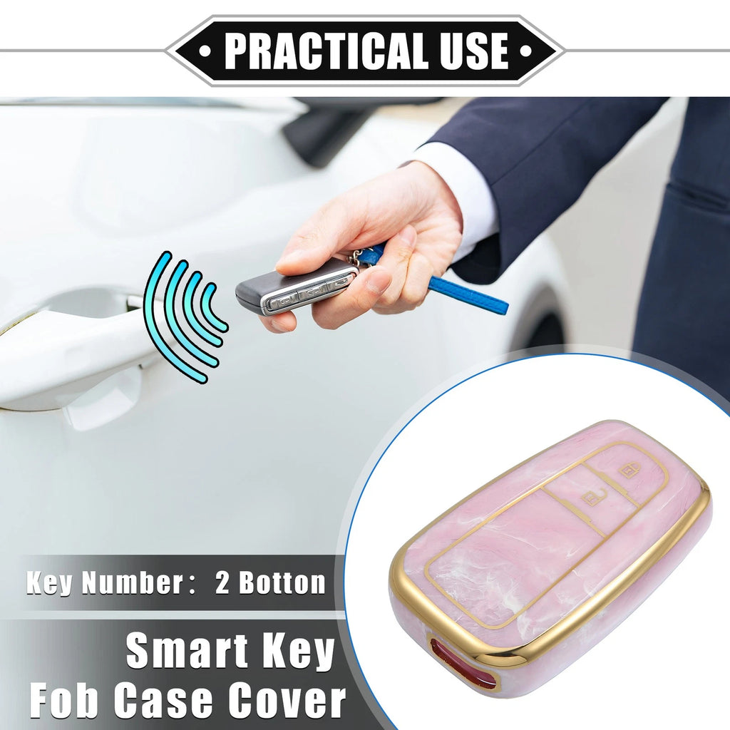 2X Smart Key Fob Cover Case for Toyota Prius (2006–2022) TPU Pink