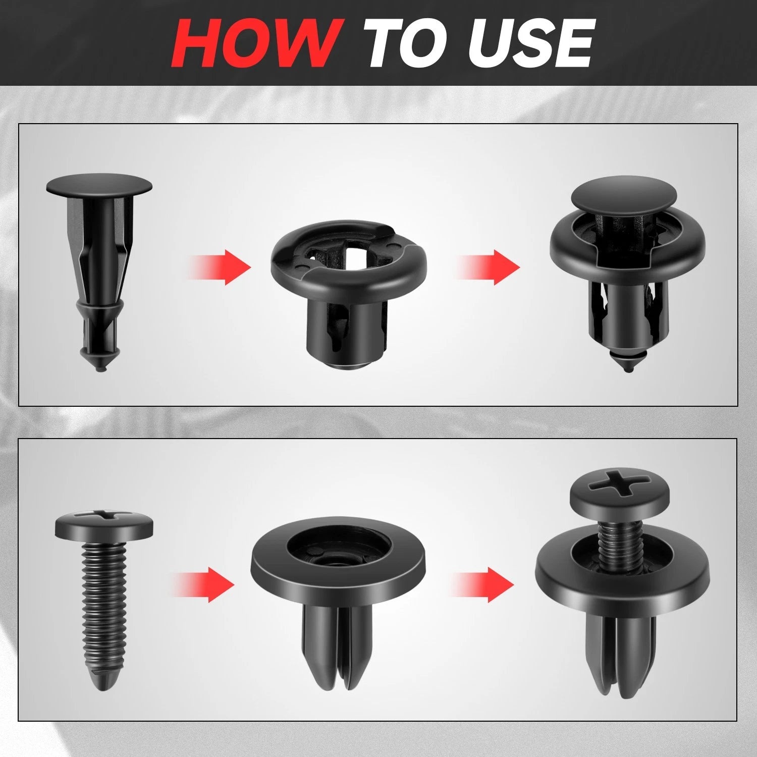 Nylon Fasteners Assortment Set for Honda Nissan Ford GM (200 pcs)