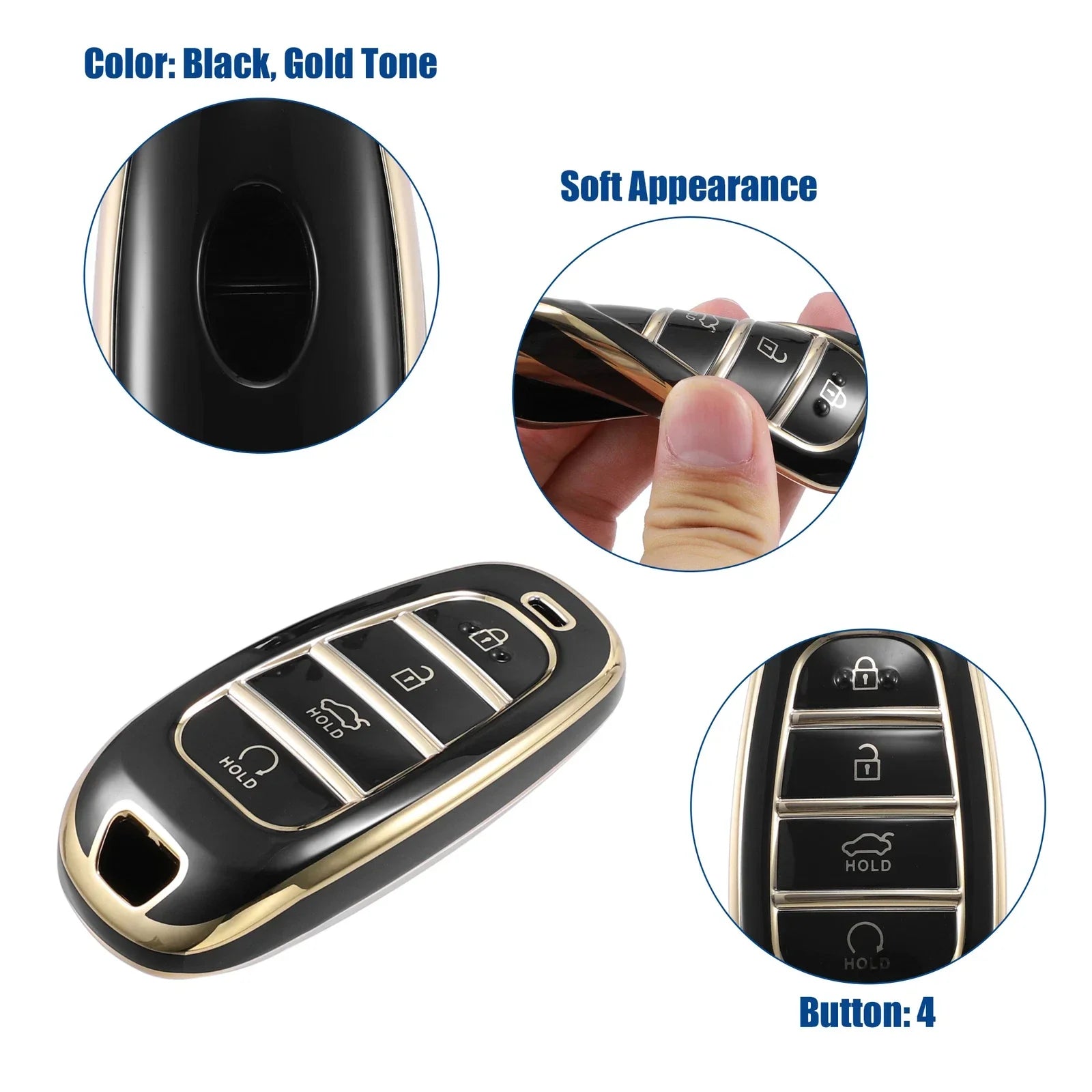 TPU 4 Button Keyless Entry Remote Key Fob Cover for Hyundai Tucson (2016-2023)