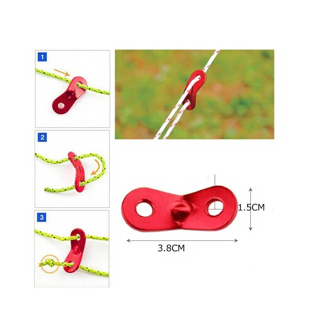 10pcs Aluminum Alloy Tent Guyline Buckles Anti-Slip Tightening Plates