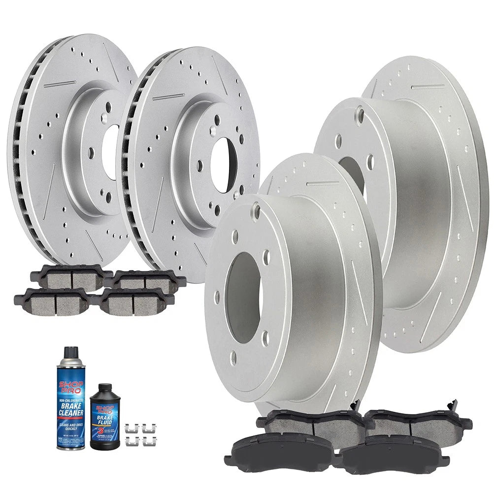 Front & Rear Rotors + Brake Pads for Dodge Caliber Chrysler Sebring Jeep Patriot (2007–2012)