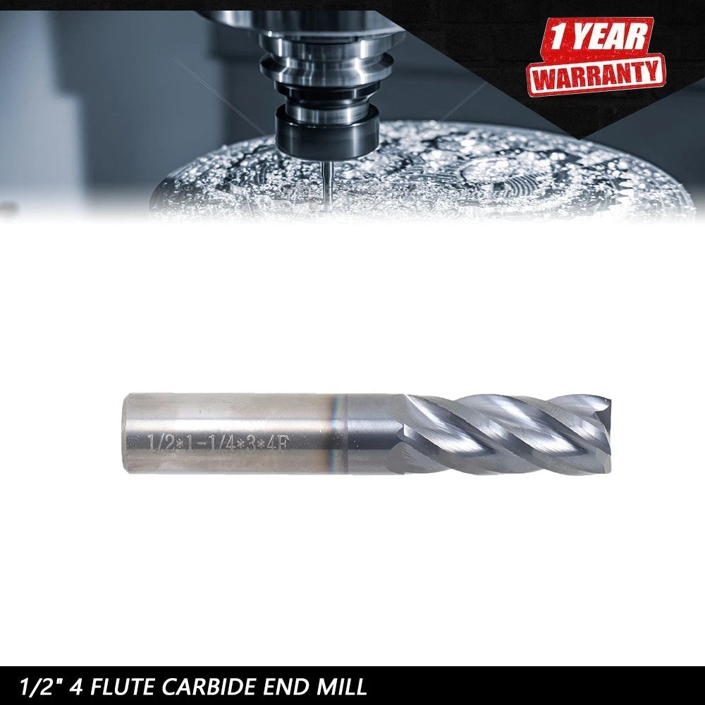 Carbide End Mill 4 Flute 1-1/4" Length for Precision Machining
