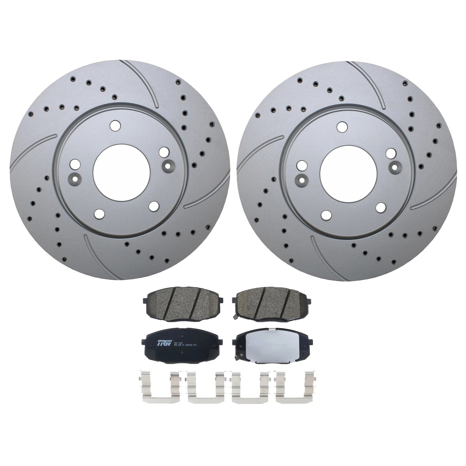 Front Brake Kit with 280mm Drilled Rotors & TRW Pro Ceramic Pads for Kia Soul (2010–2022)