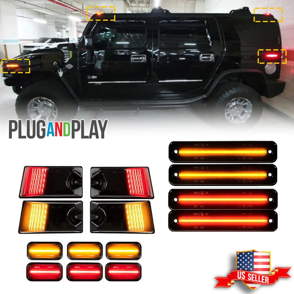 10pc LED Cab Roof Running Light Set for Hummer H2 (2003–2009)