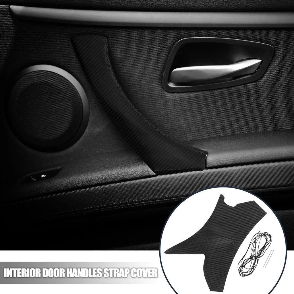 Interior Door Handles Strap Cover Carbon Fiber Pattern for BMW E90 E91 E92