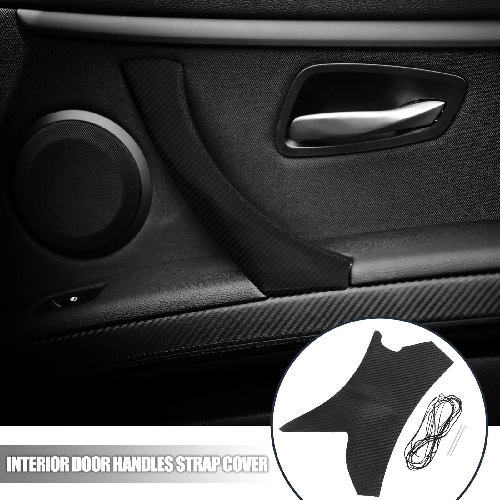 Interior Door Handles Strap Cover Carbon Fiber Pattern for BMW E90 E91 E92