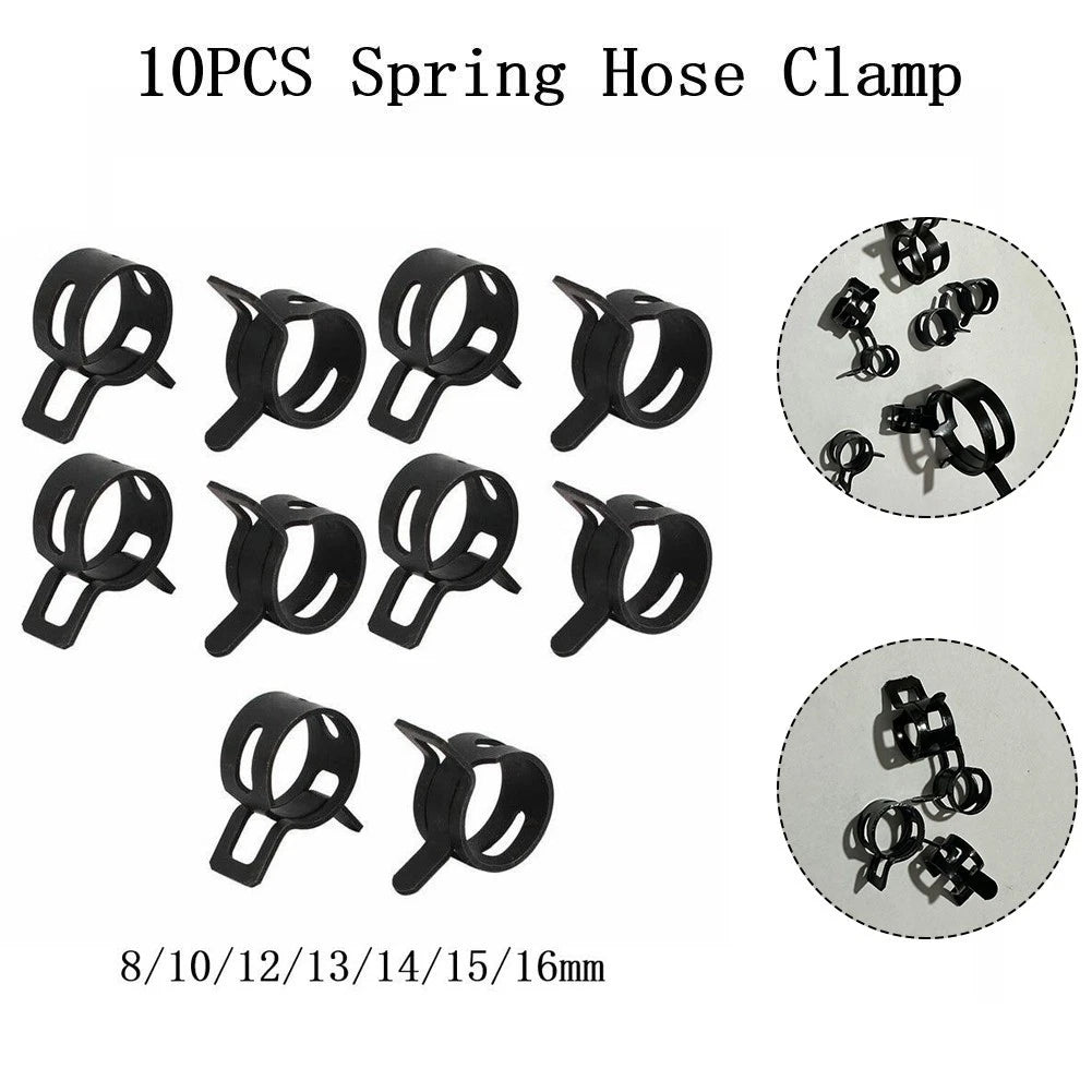 Set of 10 Spring Hose Clamps for Fuel Hose 8-16mm (0.5mm)