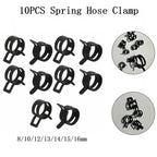 Set of 10 Spring Hose Clamps for Fuel Hose 8-16mm (0.5mm)