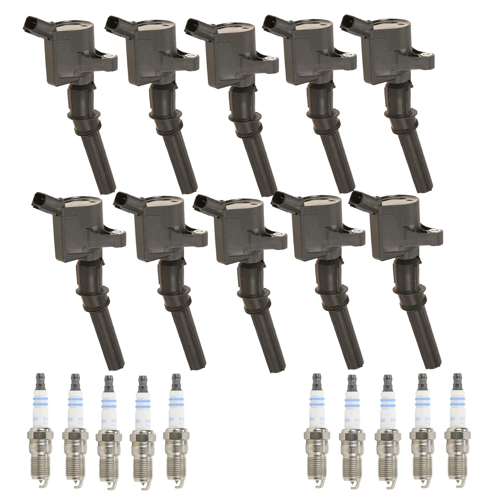 Set of 10 Ignition Coils & 10 Spark Plugs for Ford 6.8L V10 (2000–2008)