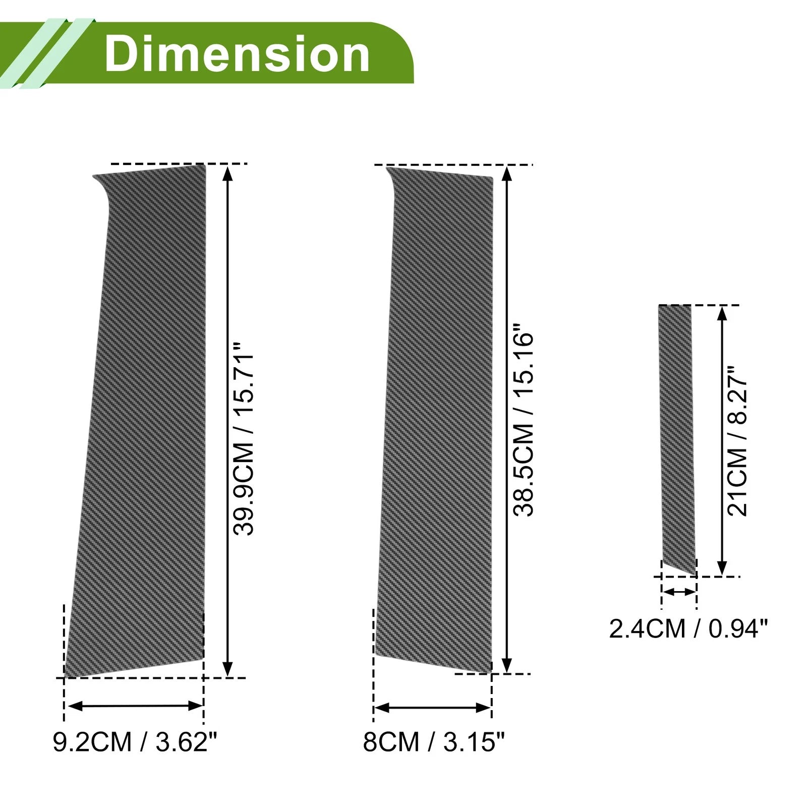 6 Pcs Pillar Window Trim for Chevy Aveo (2007–2011) Carbon Fiber Black