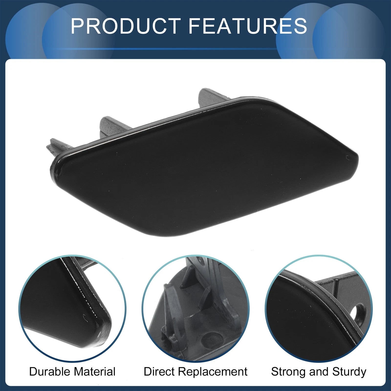Front Right Washer Nozzle Cover Cap for Volkswagen Scirocco (2009–2014) Black