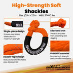 30ft Off-Road Recovery Rope 14 Ton w/ Shackles for SUV Truck 4WD