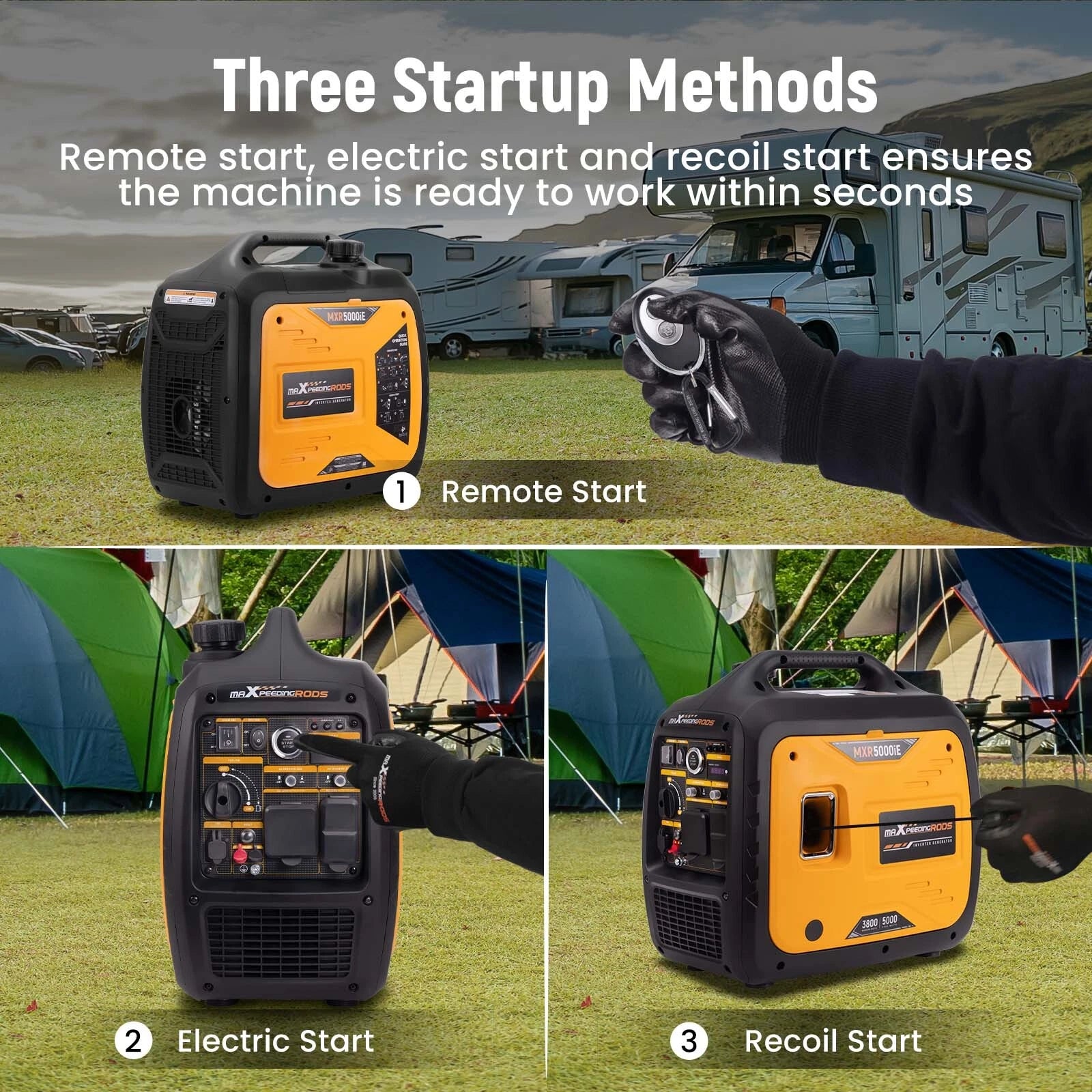5KW Portable Inverter Generator for RV Camping Travel (Gas Powered)