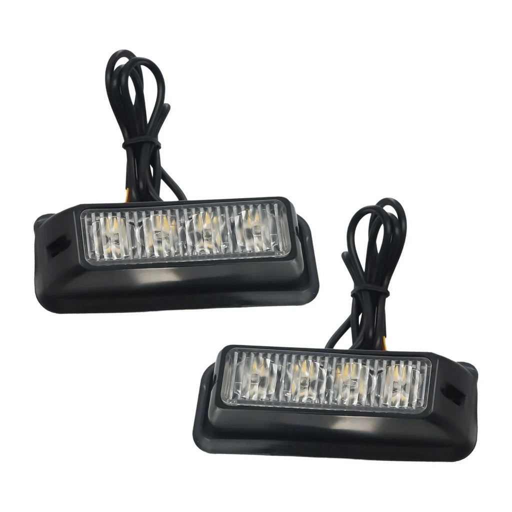 2 x 4-LED Amber Light Lamp Recovery Flashing Breakdown Strobe Grill 12-24V
