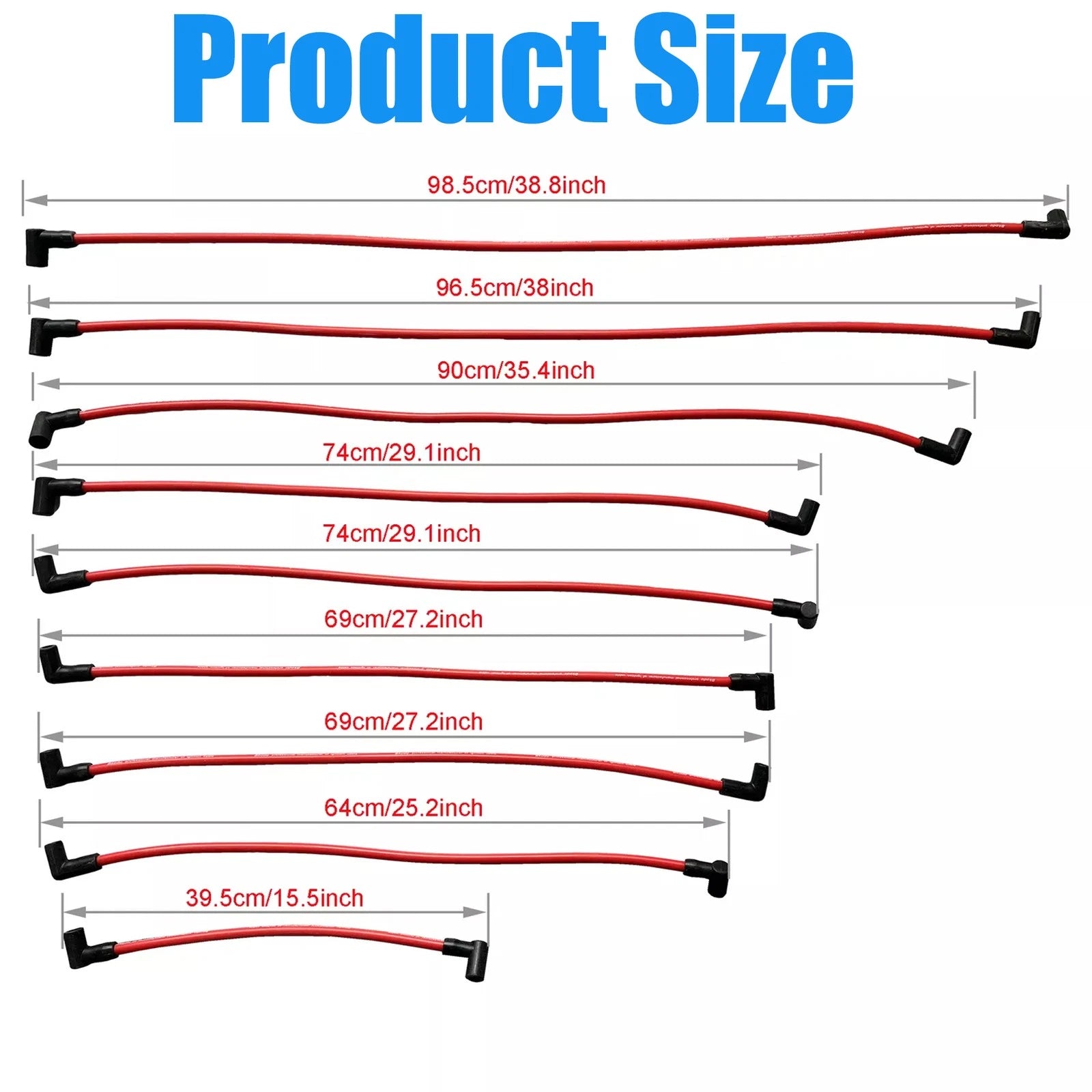 9PCS 10.5MM Spark Plug Wires Set for Chevrolet HEI SBC BBC 350 383 454