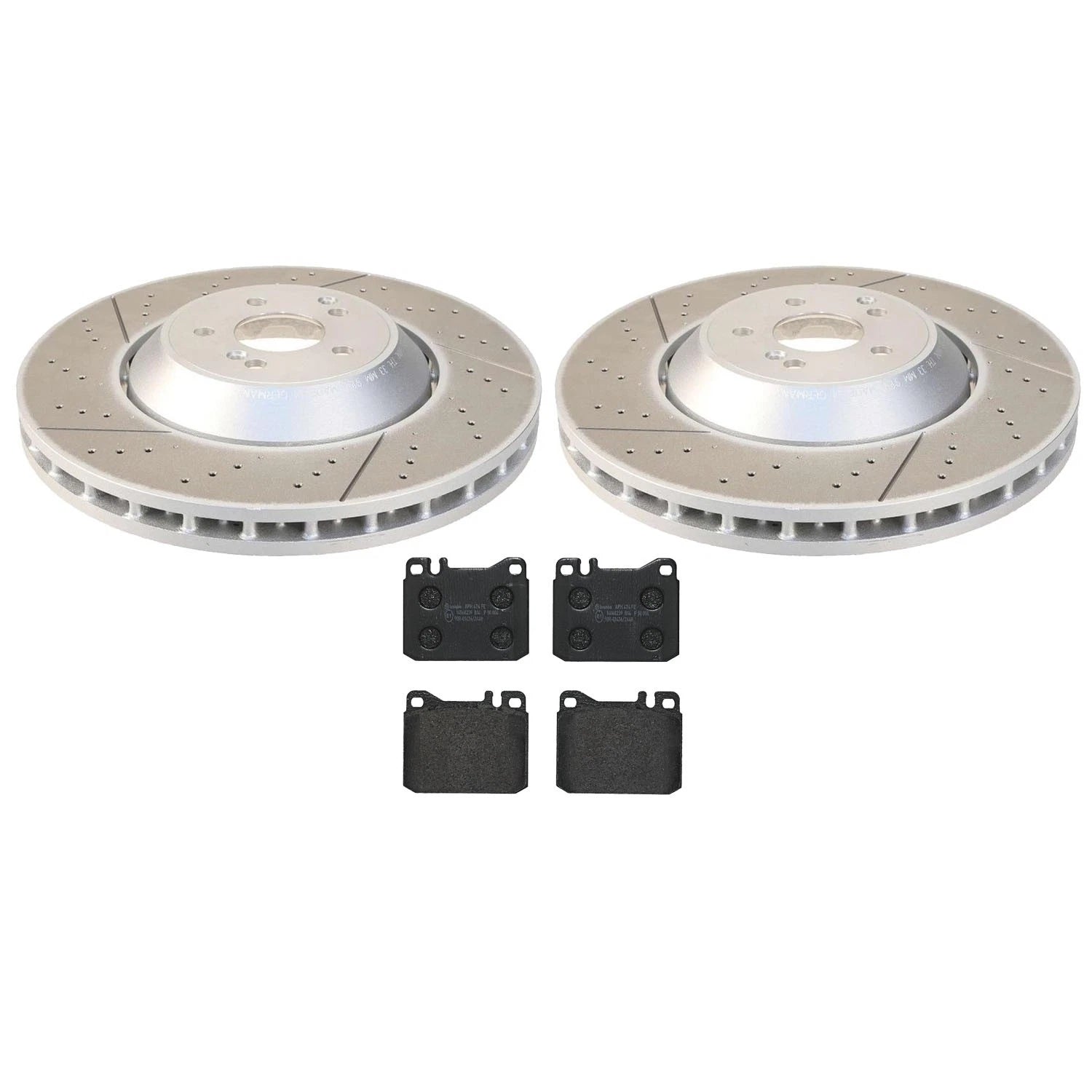 Front Brake Kit with Drilled Rotors & Brembo Pads for MB W205 C63 AMG (2015–2021)