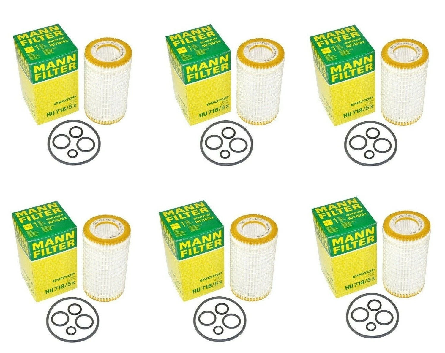 Set of 6 Engine Oil Filters for Mercedes W203 W204 (Mann 0001802609)