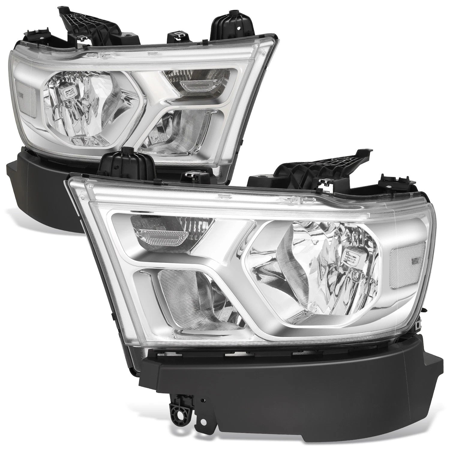 Chrome Housing Clear Reflector Headlights Assembly for Ram 1500 (2019–2024)