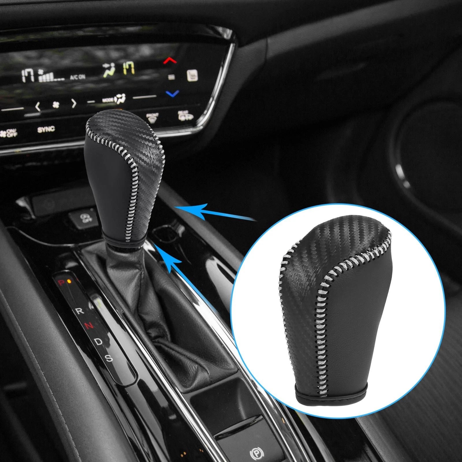 Shift Knob Cover for Mazda 3 (2014–2018) - Black with Gray Stitches
