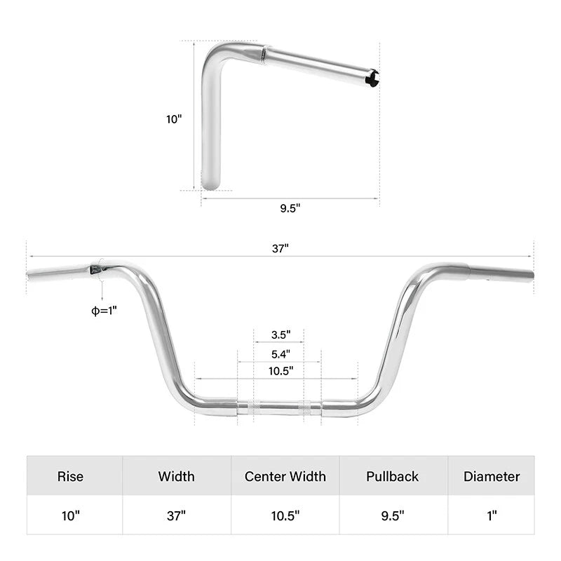 Set of 4 Rise Ape Hanger Handlebars for Harley Softail Heritage (2010–2019)
