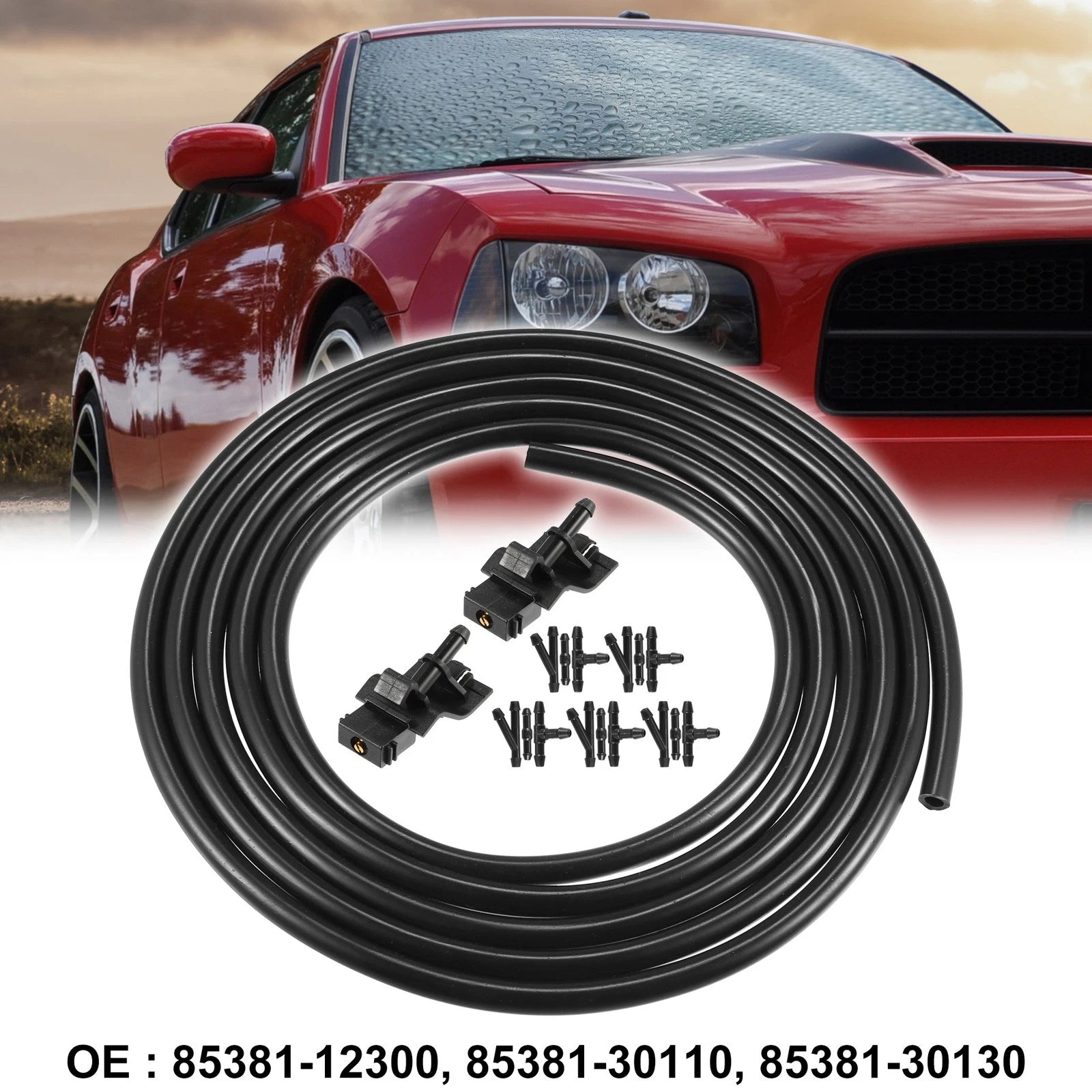 2X Windshield Washer Nozzle & 2.5m Hose Kit for Toyota Scion  85381-12300
