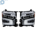 Headlight Set for Chevy Silverado 1500 (2022–2024) Black LED DRL Lens