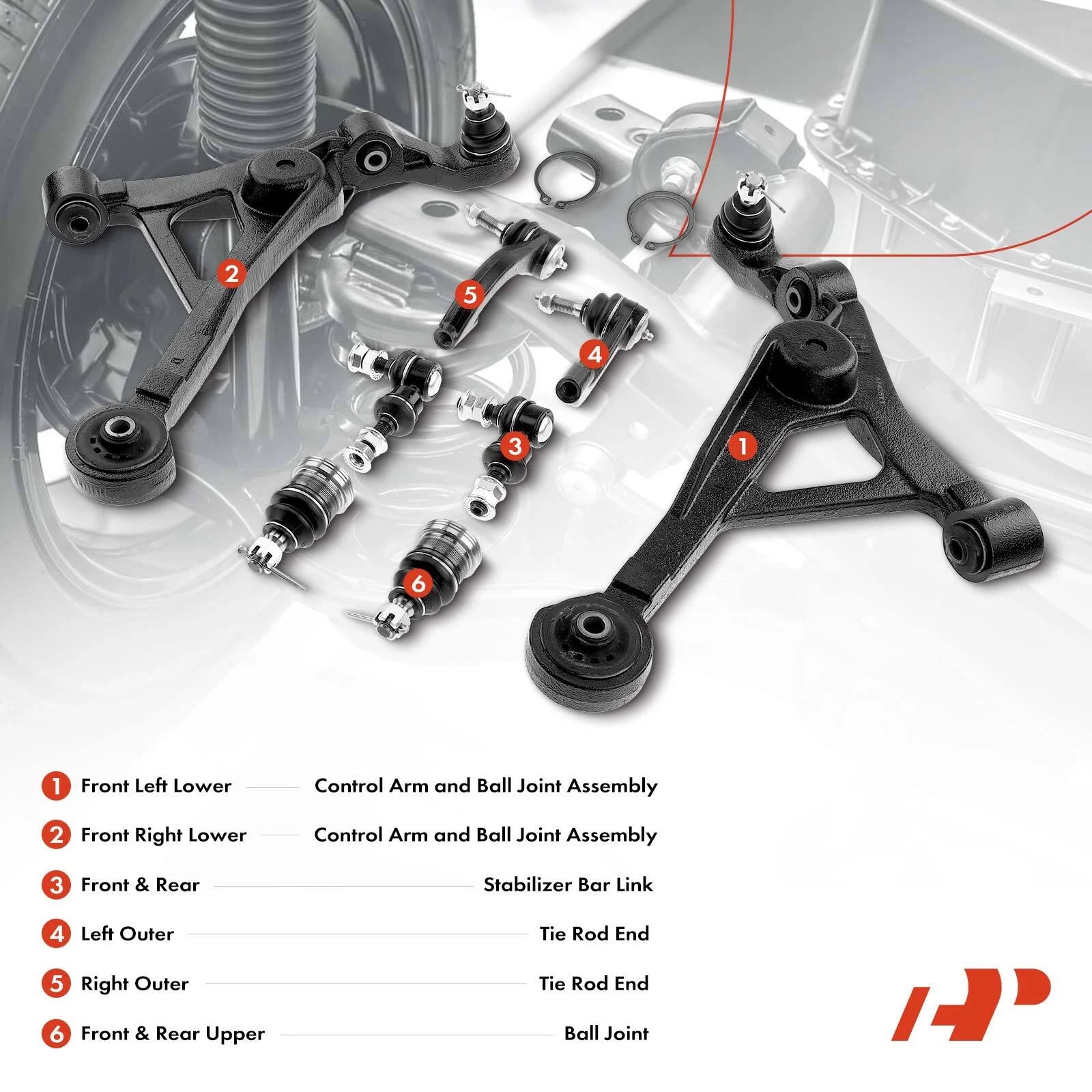 Set of 8 Front Lower Control Arms with Ball Joints for Chevy Dodge