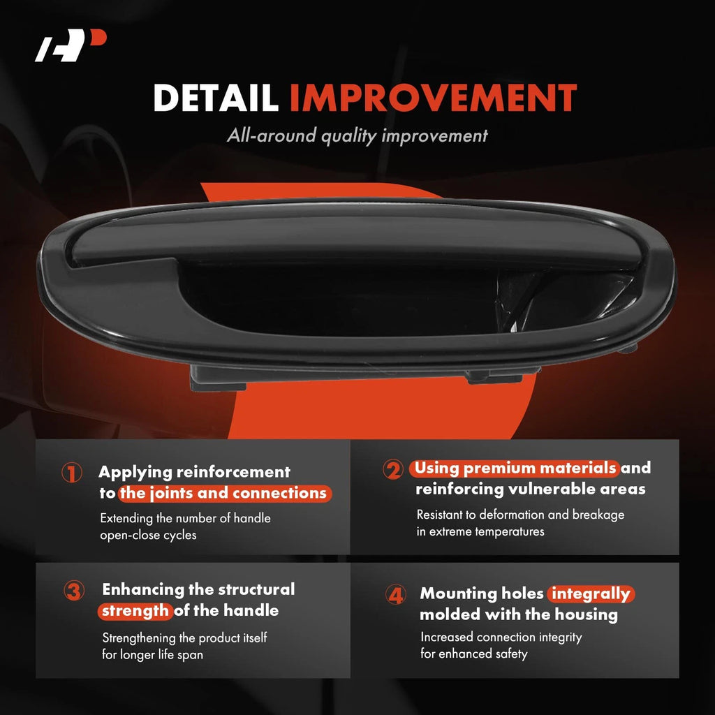 Rear Right Smooth Black Exterior Door Handle for Chevy Spark (2006â2009)