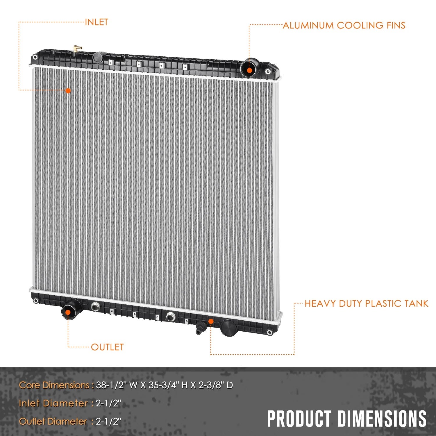 2-Row Aluminum Core Radiator for Freightliner Cascadia M2 112 (2012–2016)