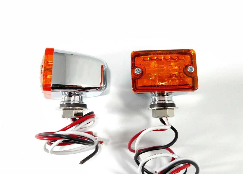 Amber LED Chrome Metal Indicator Signal Light 12V for Hot Rod (1950–1970)