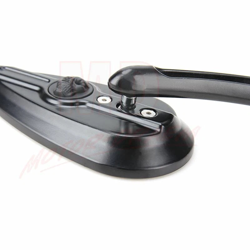 Black Skull Teardrop Rear View Mirrors for Harley Sportster Dyna Touring Softail (2004–2023)