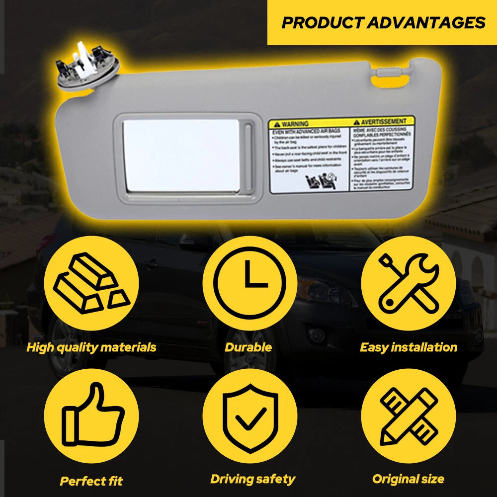 Driver Side Gray Sun Visor for Toyota RAV4 (2006–2012)