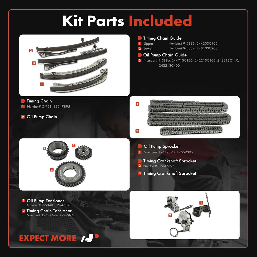 Timing Chain Kit for GMC Acadia (2017–2019), Chevy Camaro (2016–2019), Colorado