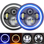7" Tri-color LED Front Headlight Light for Jeep Wrangler Yamaha Road Star