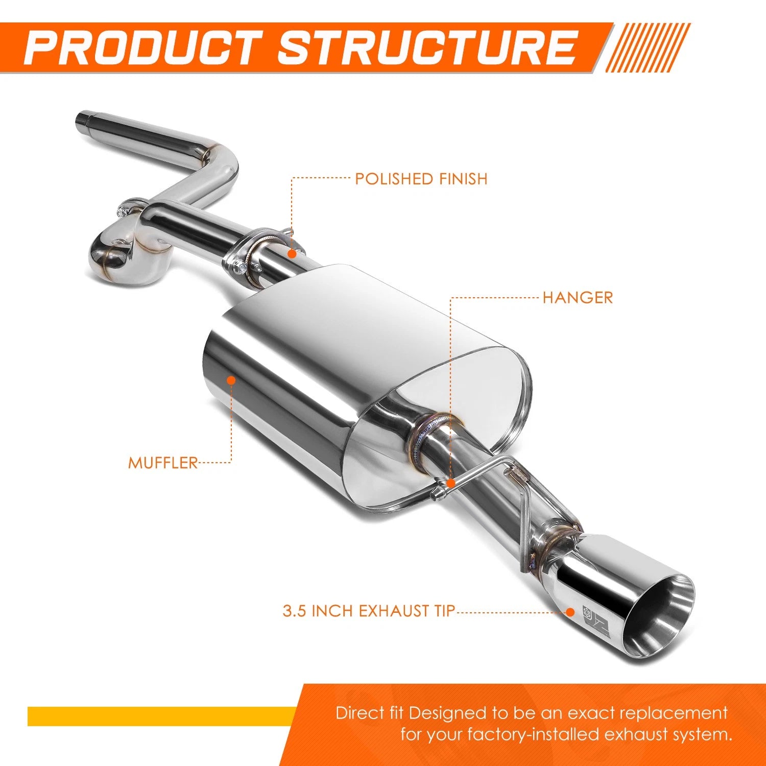 3.5" OD Tip Muffler for Volkswagen Beetle (2006–2010) Stainless Catback Exhaust