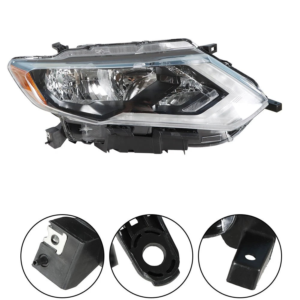 Set of 2 Chrome Halogen Projector Headlights for Nissan Rogue (2017-2019)