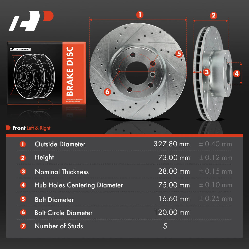 Front Drilled Brake Rotors for BMW X3 X4 (2011-2018)