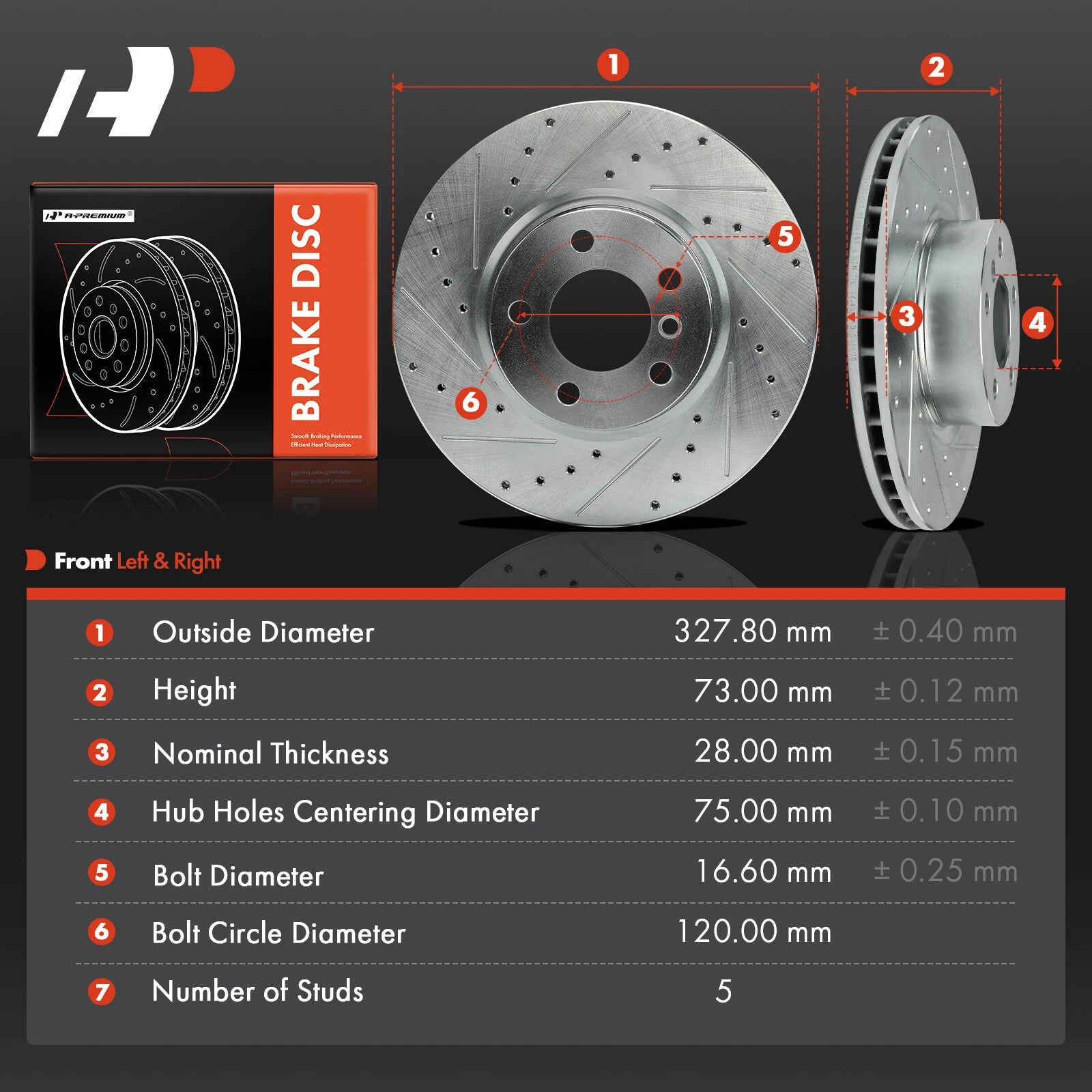 Front Drilled Brake Rotors for BMW X3 X4 (2011-2018)