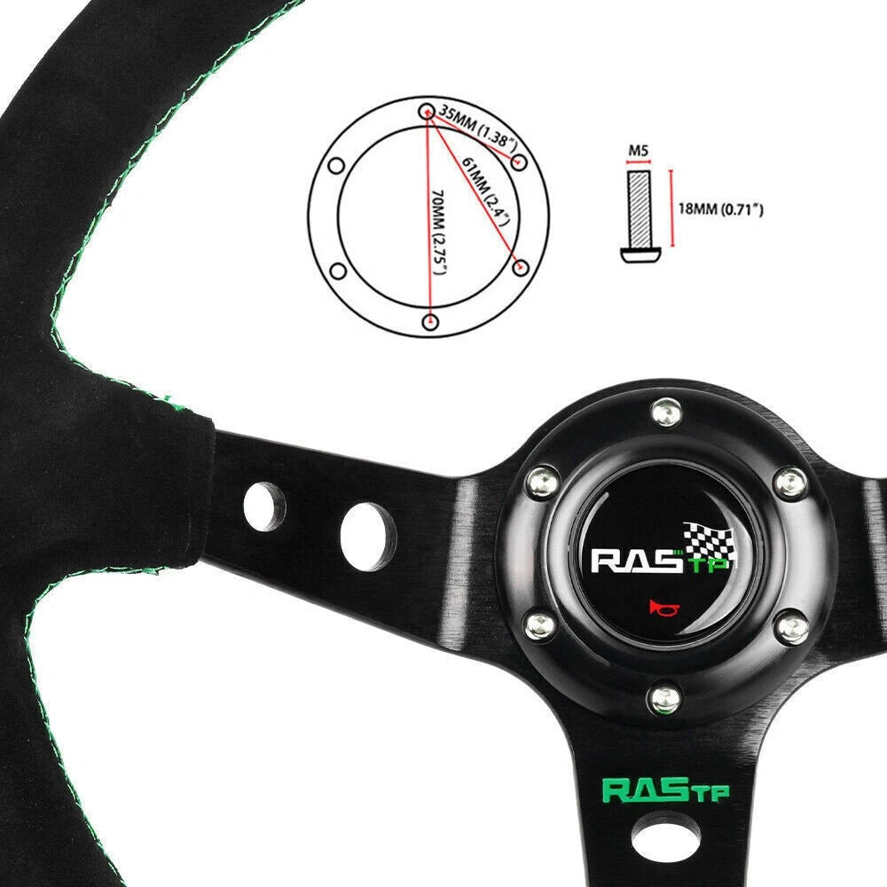 14in Steering Wheel with Quick Release Hub Adapter for BMW E30 M3 318i 325e 528e