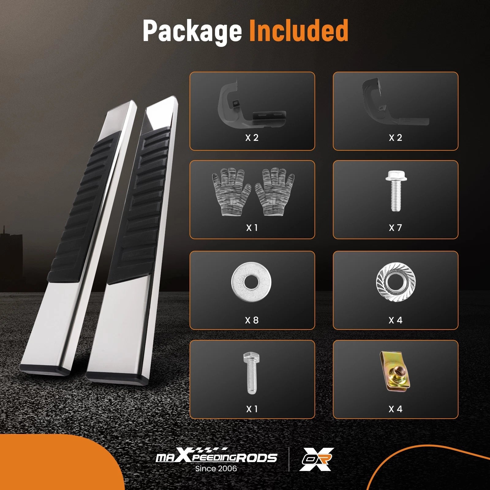Black Running Boards Kit for Silverado Sierra 1500-3500HD (2007-2019)